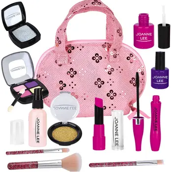 

Kids Children Girls Pretend Play Makeup Kit Fake Cosmetic Set with Handbag for Birthday Christmas New Year Children Day Gifts