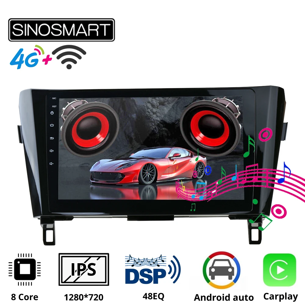 Sinosmart автомобильный радиоприемник с навигацией GPS для Nissan QashQai X-Trail 2013-2018
