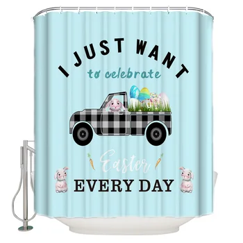 

Easter Day's Egg Bunny Truck Radish Bathroom Shower Curtain Home Decor Bathroom Accessories Bathroom Curtain