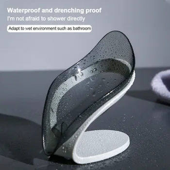

Bathroom Storage Box Non Slip Soap Dish Home Hotel Toilet Stand Transparent Kitchen Countertop Leaf Shape Draining Tray Shower