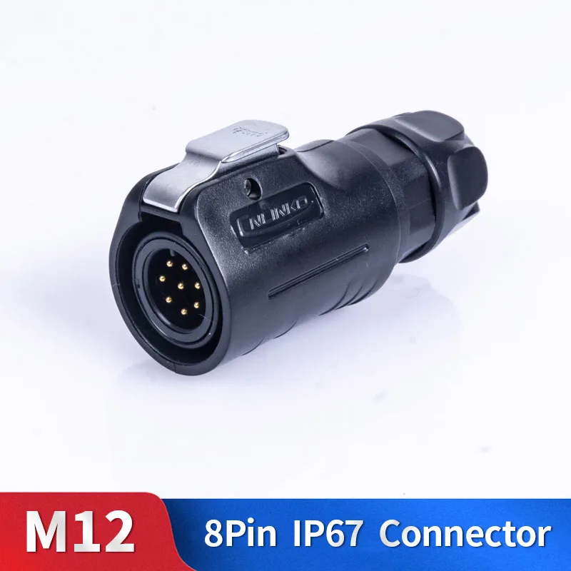 

M12 8 Pin Waterproof Connector Kit Plastic Shell Male and Female Industrial Outdoor Lighting Cable Plug and Socket