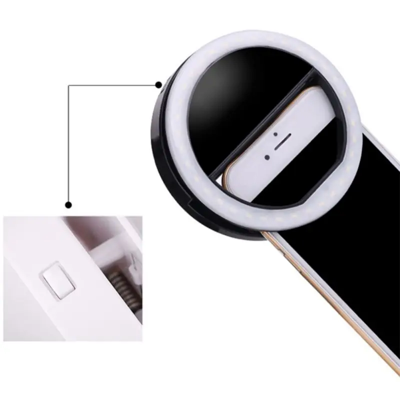 Универсальный Selfie светодиодный кольцевой фонарик портативный мобильный телефон 36 светодиодный S лампа для селфи светящееся кольцо зажим для iPhone 8 7 6 Plus samsung