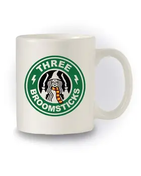 

'Three Broomsticks' 11oz Ceramic Coffee Tea Mug Valentines Gift