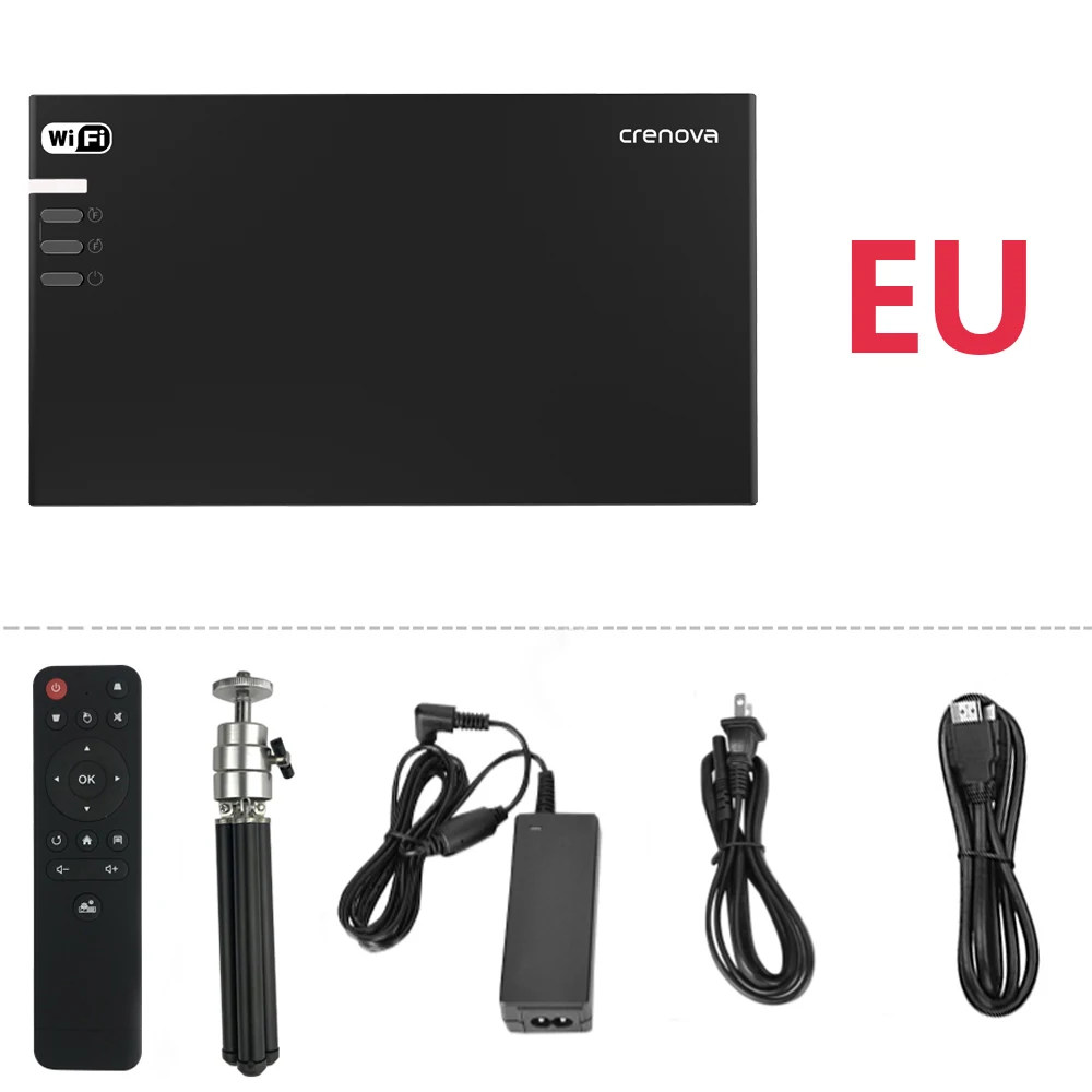 EU Plug Новейший мини-проектор CRENOVA с Wi-Fi Bluetooth(опционально 2G 16G) Android проектор для 4k видео 3D Dolby Beamer - Цвет: EU Plug