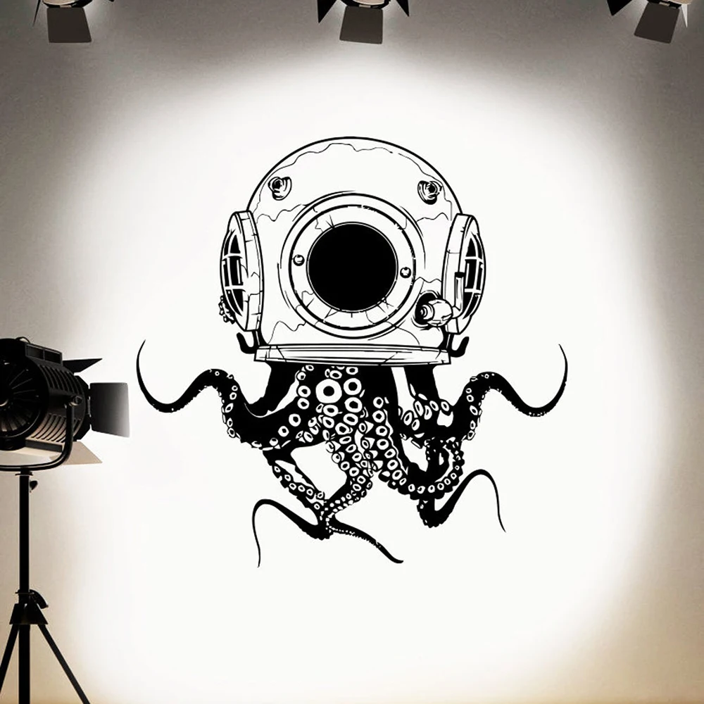 Grande Polpo Diving Tentacles Decalcomania Della Parete Bagno Lavanderia Polpo Scuba Kraken Ocean Animal Wall Sticker Kids Teen Room