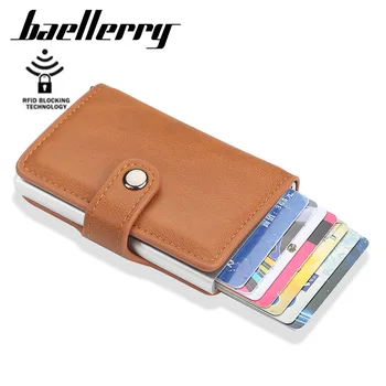 

Baellerry Men Card Holder With Back Pocket ID Holder RFID Metal Wallet Automatic Pop Up Credit Card Holder K9122
