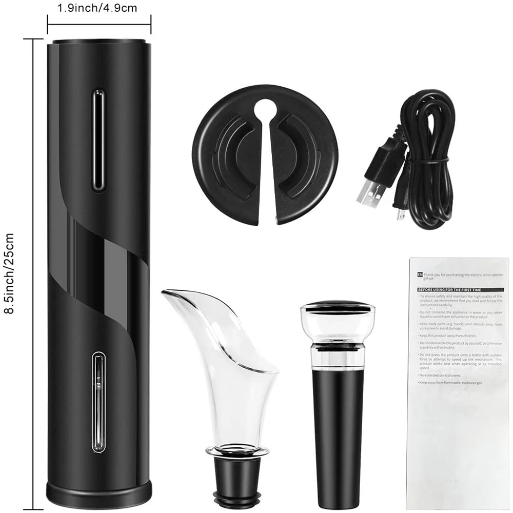 Premium Electric Wine Opener Set with Rechargeable Corkscrew and Wine Accessories