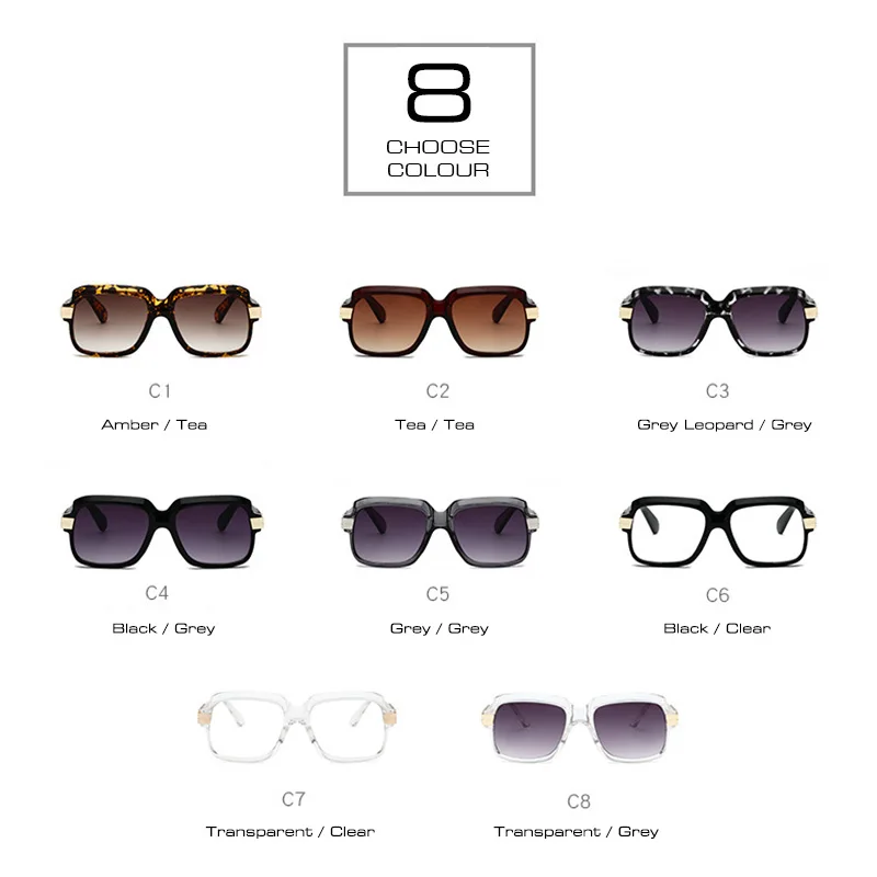 SHAUNA Popular Oversize Women Square Sunglasses Brand Designer Fashion Men Transparent Frame Gradient/Clear Lens Glasses UV400