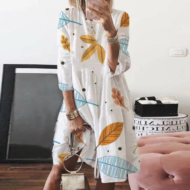 ZANZEA/Женская богемная рубашка, короткое платье, Vestidos, летний сарафан, Платья с цветочным принтом, женская одежда для вечеринки, длинная рубашка, Vestido - Цвет: Белый