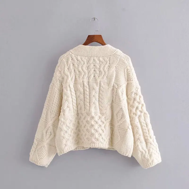 Повседневный кремово-белый свитер для девочек весна-осень модный однотонный Женский вязаный свитер с v-образным вырезом элегантный свободный женский свитер