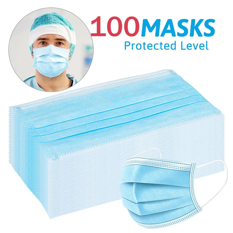

200 Pcs Disposable PM2.5 Activated Carbon Filter Face Mask 3 Layers Breathable Earloop Face Mask Filter Protective Filter Mout