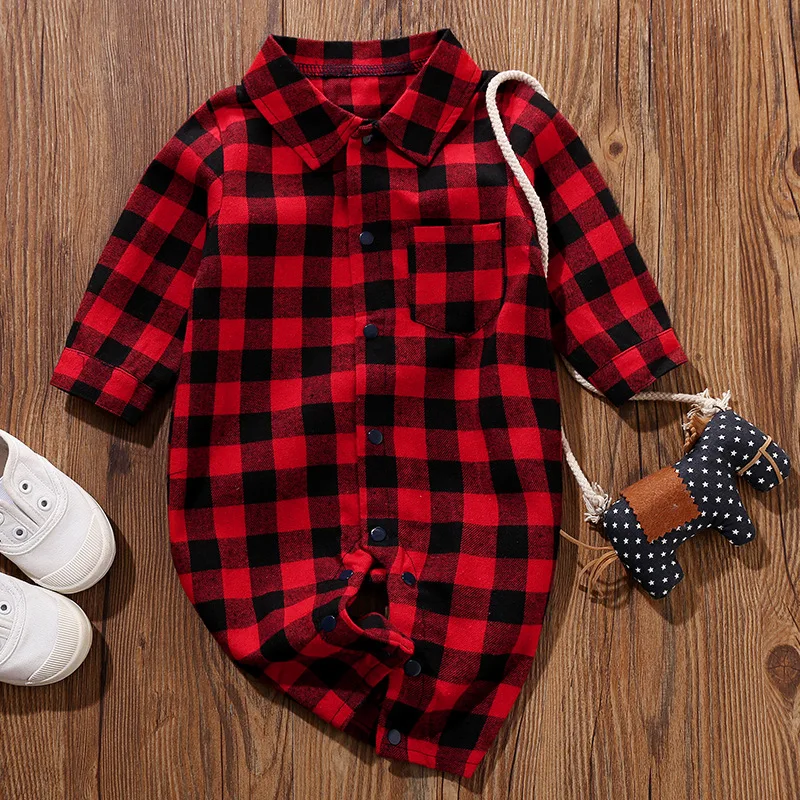 plaid onesie baby