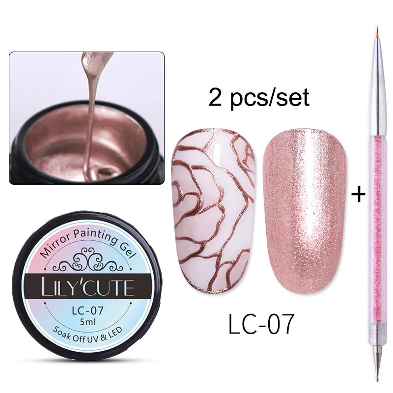 2cps paint LC-07 LILYCUTE металлический зеркальный Гель-лак для ногтей, рисование металлическим зеркалом, набор гель-лаков для ногтей, впитывающий Гель-лак для ногтей, сделай сам - Цвет: 2cps paint LC-07