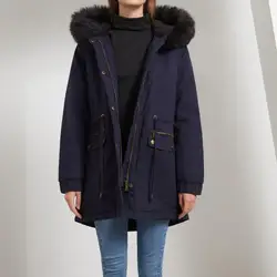 Womens Winter Coats 2021 Warm Furry Hooded Parkas New Fashion medium-long Thick Overcoat Cotton Outwear for Daily Wear