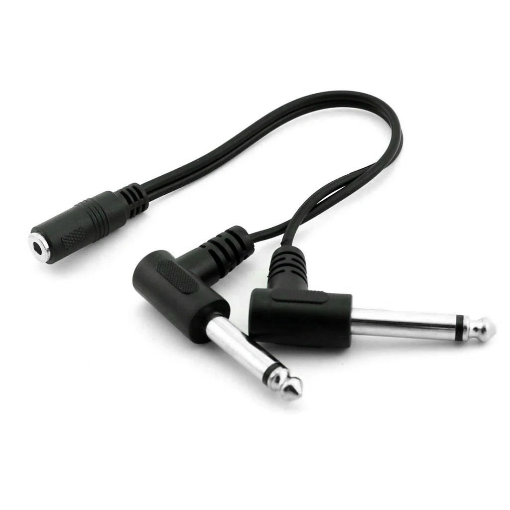 3.5mm (Mini) 1/8 TRS Stereo Female to 2 Dual 1/4 Inch 6.35mm Mono TS Male Y Splitter Cable 20cm/8inch