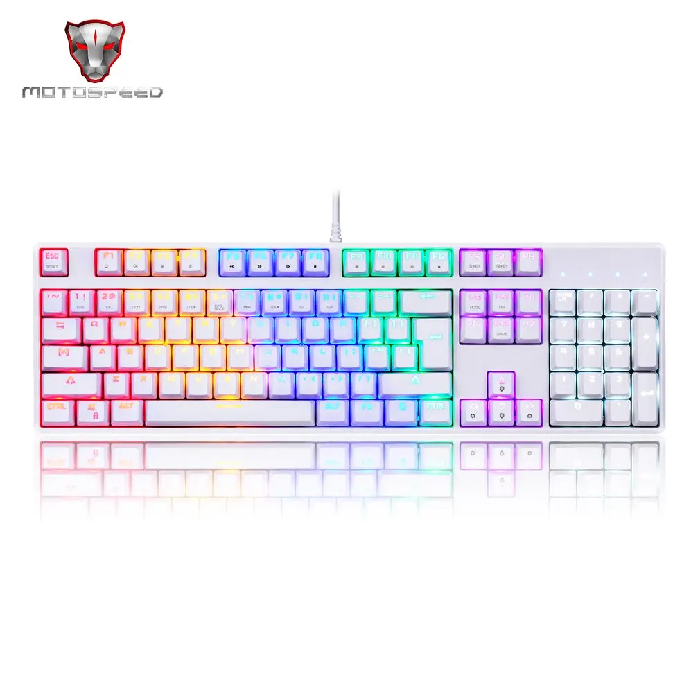 

Motospeed CK96 Wired Full 104 Key Mechanical Keyboard 9 LED Light Color Gaming Keyboard with LED Backlight