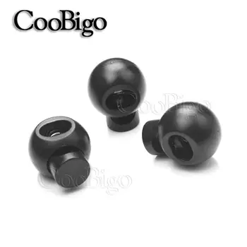 

500pcs Plastic Black Round Ball Cord Lock Stopper Toggle Clip For Backpack Sportswear Garment Shoelace Rope DIY Accessories