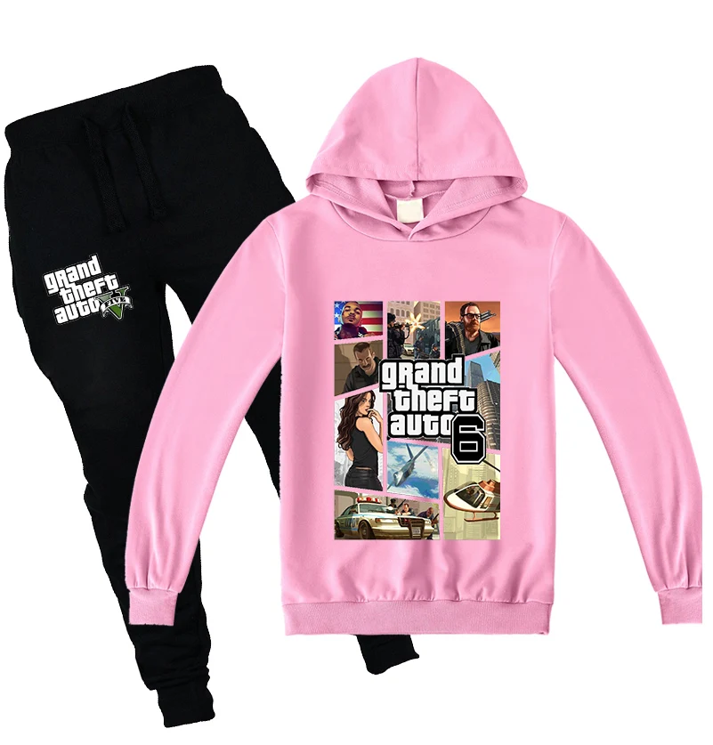 2020 New Theft Auto Gta V 5 Children Hooded Sweatshirt Pants 2pcs Sets GTA Game Boys Long Sleeve Hoodies Suit Girls Clothing | Детская