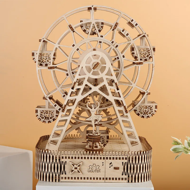 Деревянная музыка колесо обозрения 3D головоломка DIY механический привод модель набор конструктор фигурка декомпрессия взрослые игрушки Детский подарок