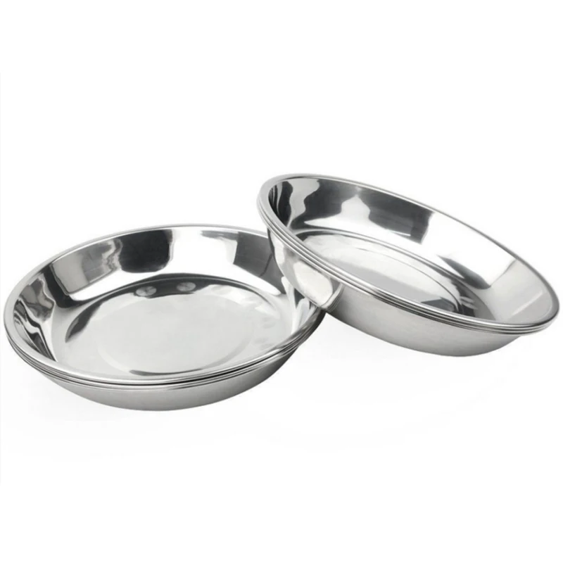 Quality Camping 18cm Dia Steel Tableware Plate Dinner Food Container