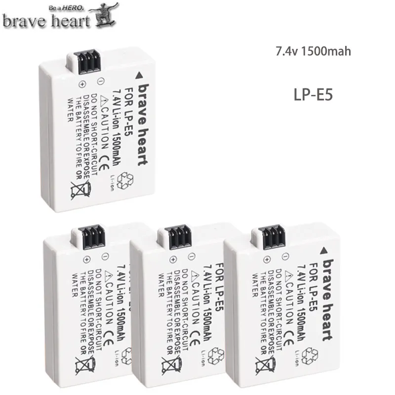 4* батарея LP-E5 LP E5 LPE5 батареи+ ЖК USB двойное зарядное устройство для Canon EOS 450D 500D 1000D Digital KISS X2 X3 F Rebel XS T1i XSi - Цвет: 4battery