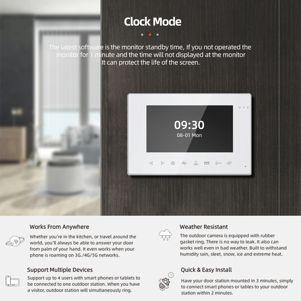 Jeatone Wireless Wifi Video Intercom System Smart Video Door Phone for Apartment 7 inch Full 960p Screen Support Password Unlock
