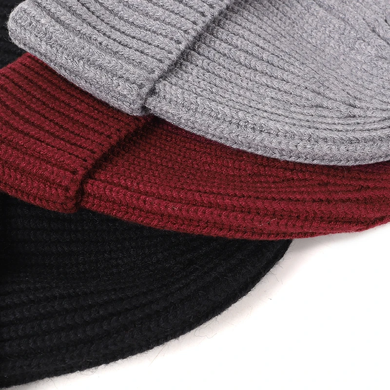 Autumn and winter new men's knitted cotton hats warm comfortable solid color fashion ski caps women's skullies|Мужская Skullies &