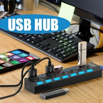 

Usb Hub Newest Plug and Play Slim & Light High Speed 7 Ports USB 2.0 Interface External Multi Expansion Hub with ON / OFF Switch