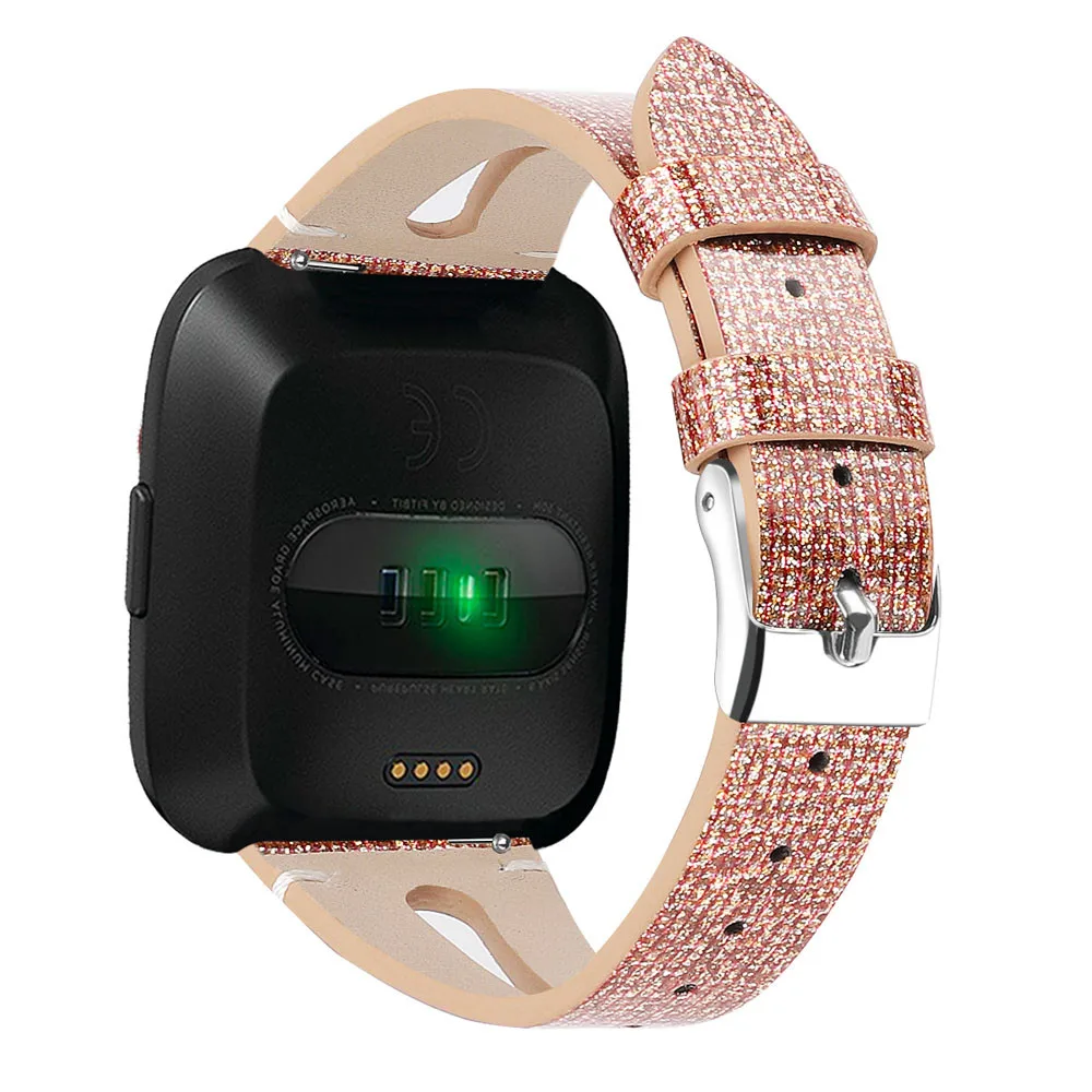 ГОРЯЧИЕ продажи PU+ кожа часы с яркими украшениями Bling Band Браслет для Fitbit Versa Смарт часы ремешок дропшиппинг
