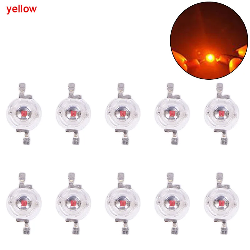 10pcs/lot 1W High-Power LED lamp Bulb Diodes Highlighting Lights Bead HighPower Lamp Beads 1.5cm*0.8cm - Испускаемый цвет: yellow