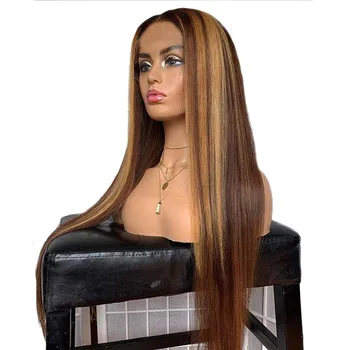 

Long Straight Synthetic Wig Piano Color For Women Middle Part Wigs Highlight Heat Resistant Fiber Cosplay Costume Wig 2 Color