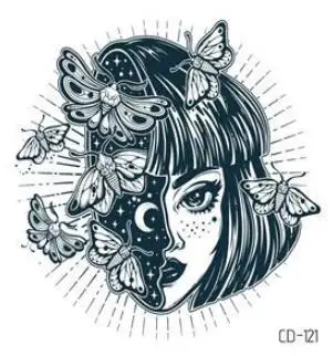 

Waterproof Temporary Tatoo Fake Tattoo Sticker Butterfly Girl Moon Flash Tatto Tatouage Temporaire Hand Tattoos For Women Men