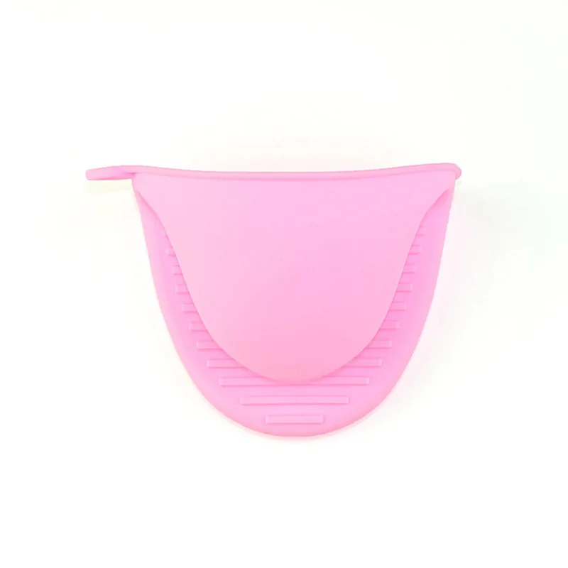 1pcs Kitchen Silicone Heat Resistant Clips Insulation Non Stick Anti-slip Pot Bowel Holder Clip Cooking Baking Oven - Цвет: Розовый