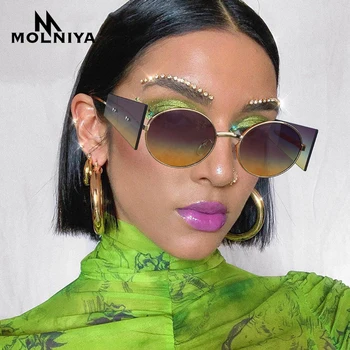 

Luxury Rimless Fashion Steampunk Men Sunglasses Fashion Oval Designer Women Sun Glasses Punk New Designer UV400 Oculos