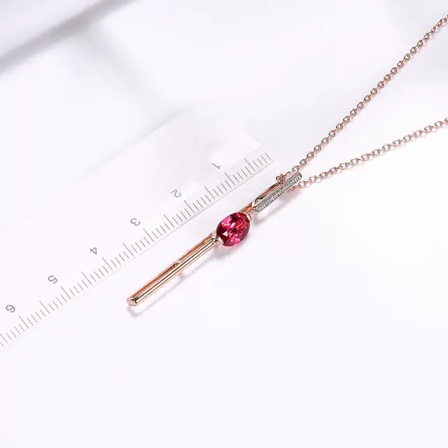 LP Customized Pendant Rubelite Jewelry Solid 18K Rose Gold Natural Rubelite Diamond Neckalce For Women With Sil 4