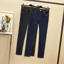 Большие размеры женские прямые джинсы винтажные джинсы с высокой талией Длинные брюки стрейч ковбойские брюки плюс размер джинсы женские уличные