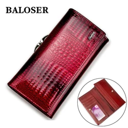 BALOSER Women Genuine Leather Wallet Luxury Purse Card Holder  High Quality Ladies Clutch Bag