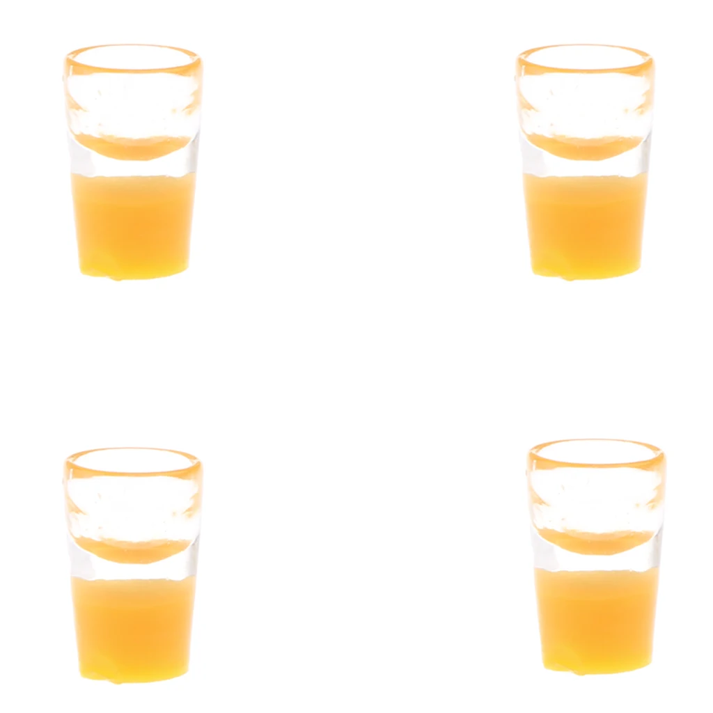 1/12th Dollhouse Miniature 4pcs Cups of Orange Juice Dining Table Decoration