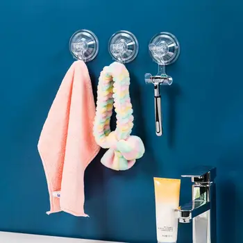 

3PCS Strong Absorption Suction Cup Hooks Reusable Shower Holder Wall-mounted Traceless Towel Hanger for Home Bathroom