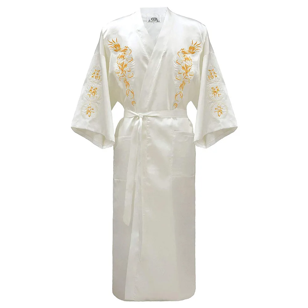 Традиционная Мужская одежда для сна китайская мужская вышивка домашний халат с изображением дракона женское нижнее белье кимоно купальный халат Домашняя одежда Неглиже