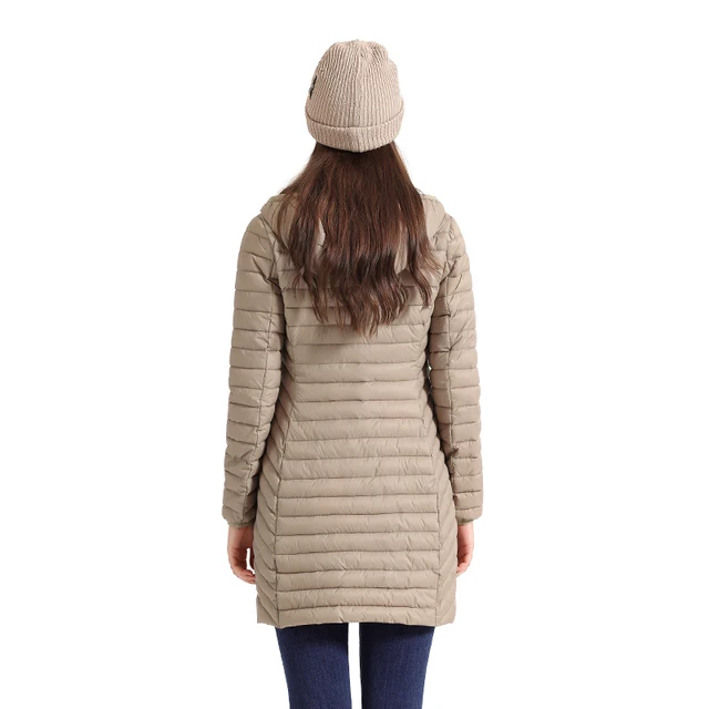 SANTELON-Parka larga y cálida con capucha para mujer, ropa de algodón acolchada para exteriores, prendas de vestir portátiles ultraligeras con bolsa, Invierno - Imagen 3