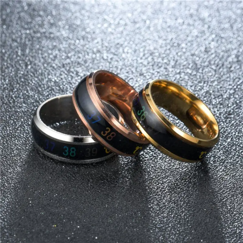 Waterproof Temperature Sense Ring Bracelet Intelligent Smart Ring Finger Wear Changing Color Temperature Ring Size 9-13