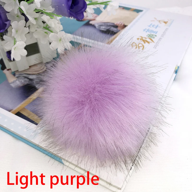 12CM DIY Luxury Fur PomPom Natural Fox Hairball Hat Ball Pom Pom Handmade Large Hair Ball Hat With rubber band