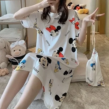

New pajamas women's pajamas women summer night skirt short-sleeved ladies summer home service suit students cute plus size