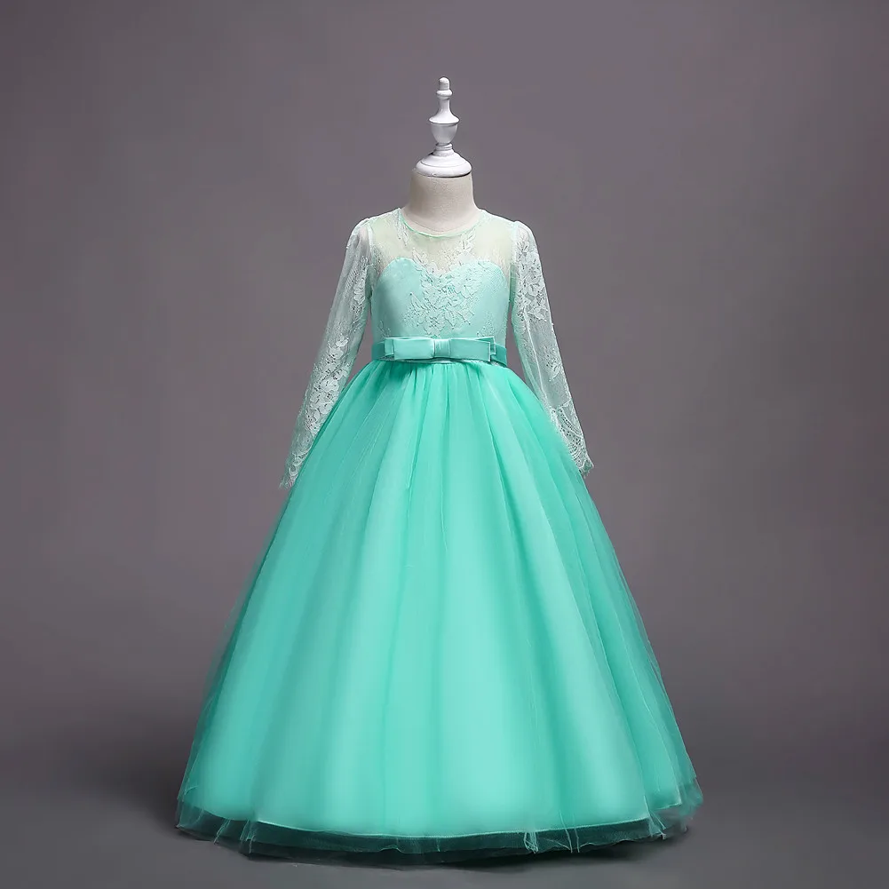 Новые продукты Лидер продаж для мальчиков-подростков кружевное платье для девочек с длинными рукавами и юбка принцессы для девочек вечернее платье детская одежда