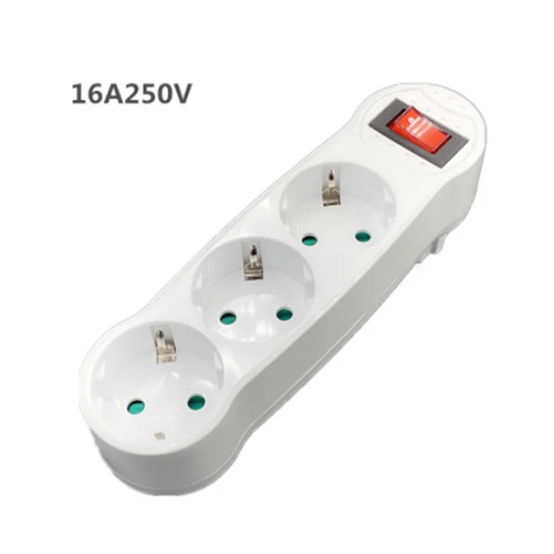 16A European Type Conversion Plug 1 TO 3 Way EU Standard Power Adapter Socket