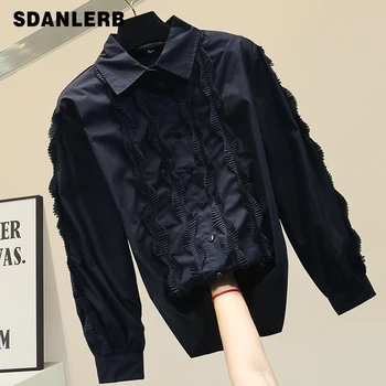 

Frilled Long-Sleeve Loose-Fit Chiffon Shirt Women's Tops and Blouses 2020 Spring New Ladies White Shirt All-match Tops Blusas