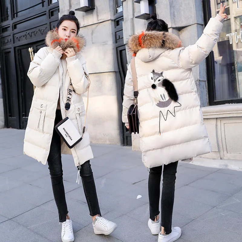 

Cotton-padded Clothes Women's Mid-length 2018 Winter Korean-style Hooded Thick Warm Thin Slimming by Age Large Size down Jacket