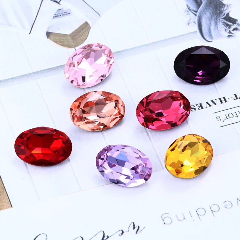 13X18mm 타원형 라인 석 의류 가방 K9 유리 Strass 크리스탈 Pointback 레드 크리스탈 라인 석 아트 공예 액세서리