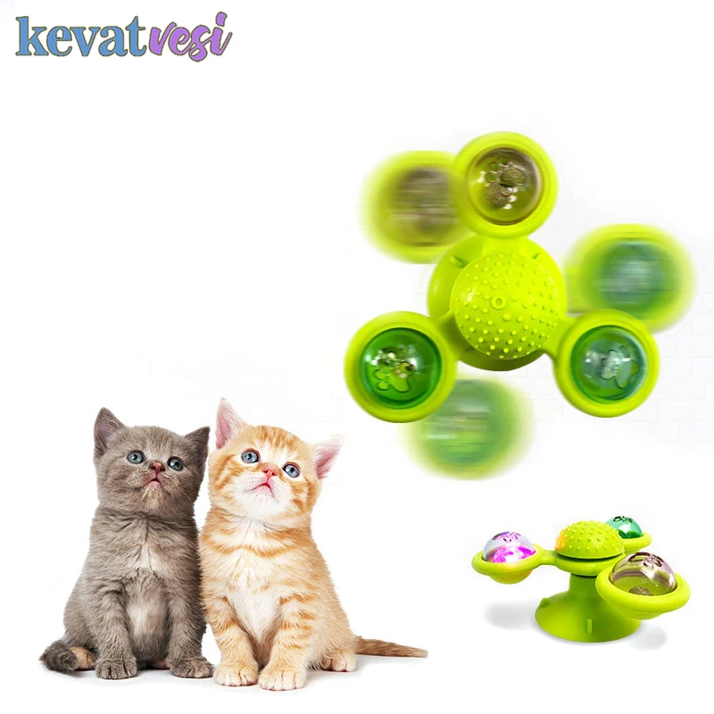 

Three-headed Windmill Cat Toy Puzzle Training Interactive Catnip Toys Strong Bite Resistance Balls Toxic Free Safe Cat Supplies